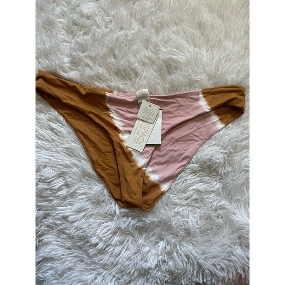 L Space Stripe Tie Dye Frenchi Bitsy Cut Bikini Bottom Multi Womens Size XL New - Picture 3 of 6